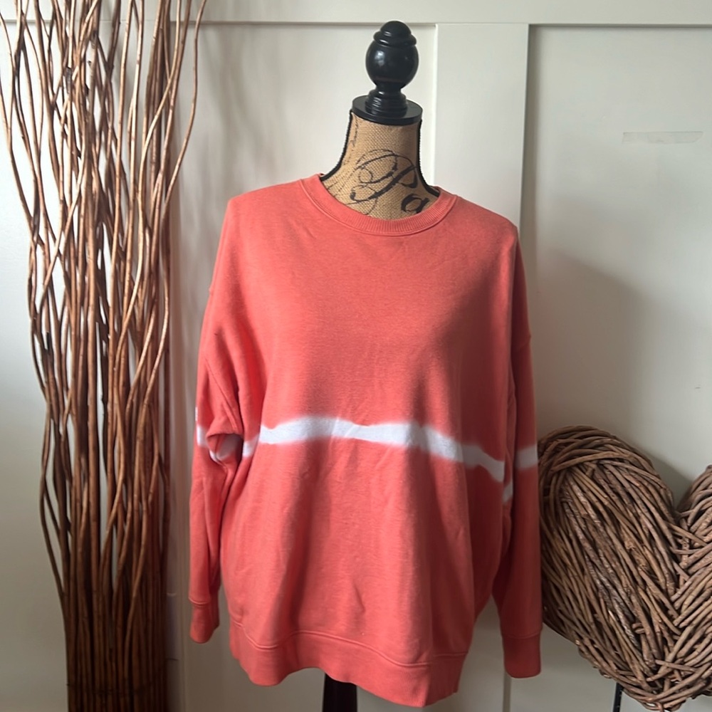 Time and Tru Orange and White Sweatshirt